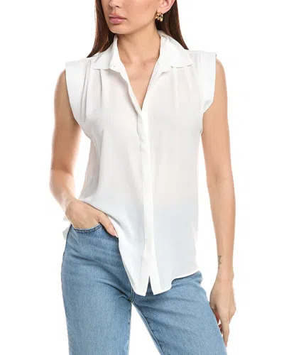 T Tahari Extended Shoulder Blouse In White