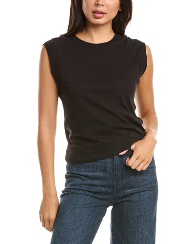 T Tahari Extended Shoulder Crewneck Sweater In Black