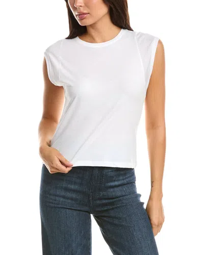 T Tahari Extended Shoulder Crewneck Sweater In White