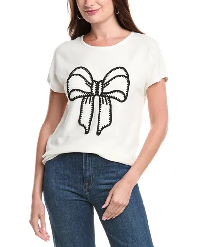 T Tahari Extended Sleeve Horizontal Rib Sweater In White