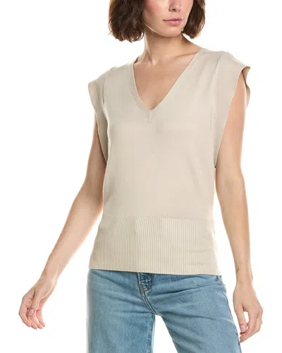 T Tahari Extended Sleeve Jersey Sweater Vest In Neutral