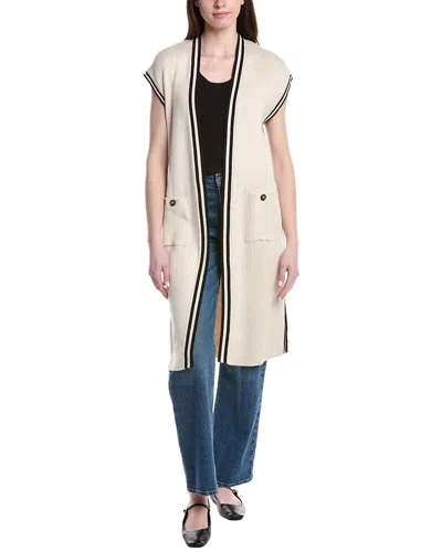 T Tahari Extended Sleeve Long Vest In Black
