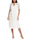 T Tahari Eyelet Midi Dress In Gray