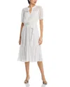 T Tahari Eyelet Midi Dress In White Star