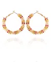 T Tahari Fall Awakenings Hoop Earrings With Stones In Gold
