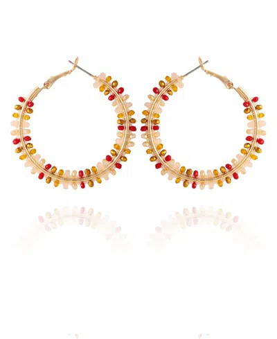 T Tahari Fall Awakenings Hoop Earrings With Stones In Gold