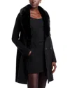 T Tahari Faux Fur Collar Milano Stitch Jacket In Black
