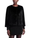 T Tahari Faux Fur Knit Cuff Jacket In Black