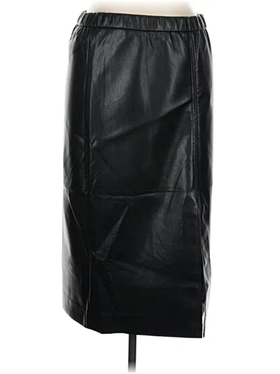 Pre-owned T Tahari Faux Leather Skirt In Black