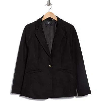 T Tahari Faux Suede Blazer In Black