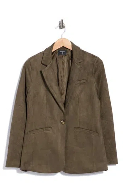 T Tahari Faux Suede Blazer In Green
