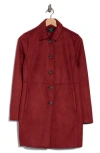 T Tahari Faux Suede Car Coat In Red