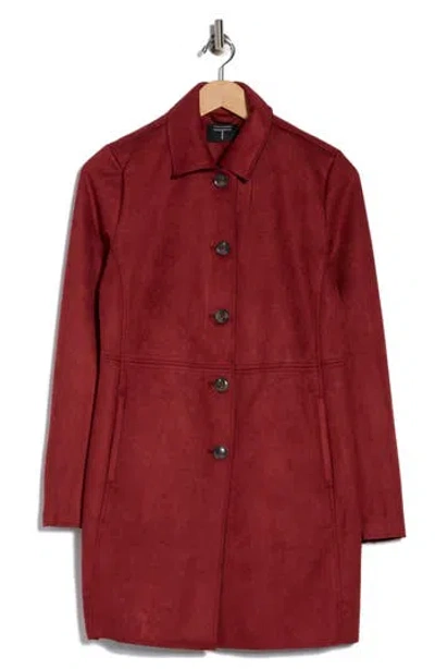 T Tahari Faux Suede Car Coat