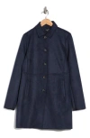 T Tahari Faux Suede Car Coat In Black