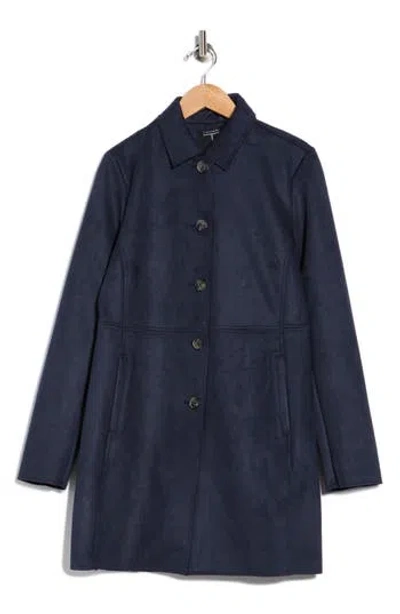 T Tahari Faux Suede Car Coat In Black