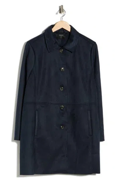 T Tahari Faux Suede Coat In Black