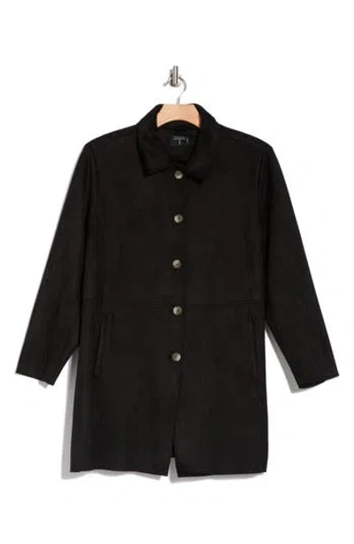 T Tahari Faux Suede Coat In Black