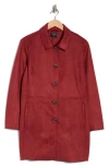 T Tahari Faux Suede Coat In Red