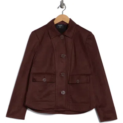 T Tahari Faux Suede Cropped Jacket In Brown