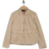 T Tahari Faux Suede Cropped Jacket In Neutral