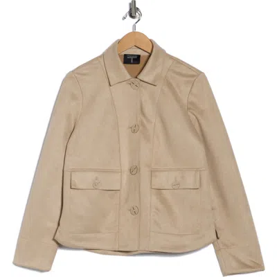 T Tahari Faux Suede Cropped Jacket In Neutral