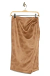 T Tahari Faux Suede Faux Wrap Skirt In Brown