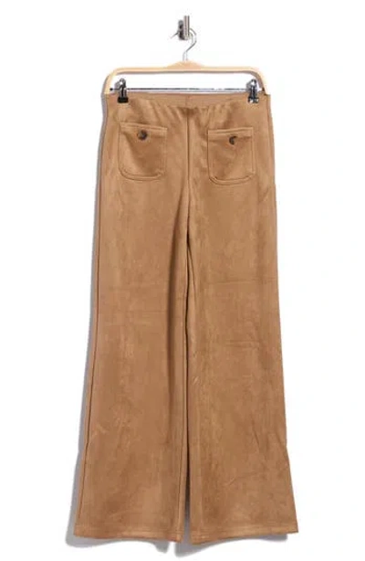 T Tahari Faux Suede Pants In Brown