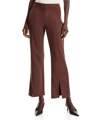 T Tahari Faux Suede Split Hem Flare Pants In Brown