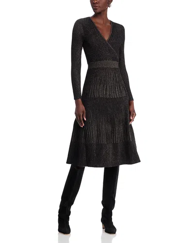 T Tahari Faux Wrap Dress In Black/black