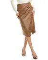 T Tahari Faux Wrap Pencil Skirt In Brown