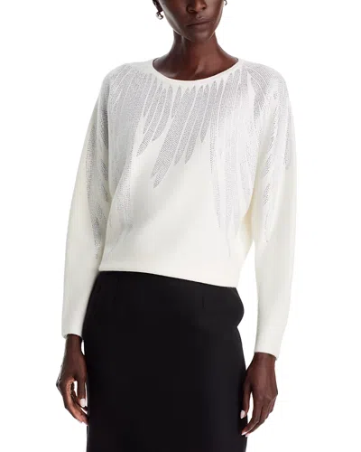T Tahari Feather Hotfix Dolman Sleeve Sweater In White