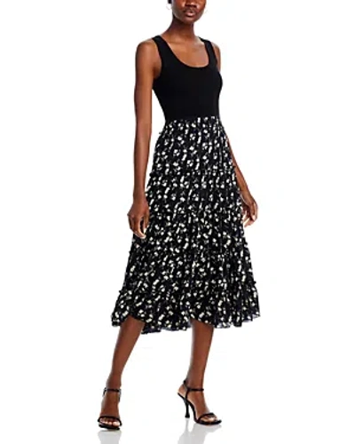 T Tahari Fit And Flare Dress In Black/floral