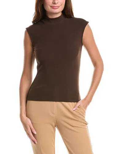 T Tahari Fitted Mock Neck Tank In Brown