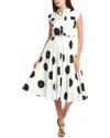 T Tahari Flare Midi Dress In White
