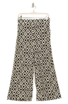 T Tahari Floral Ankle Crop Wide Leg Palazzo Pants In Ivory/ Black Aztec