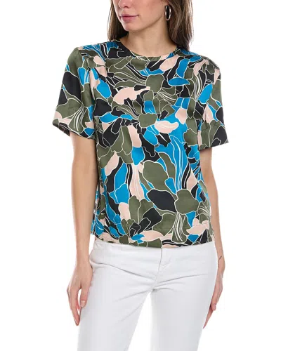 T Tahari Floral Blouse In Blue