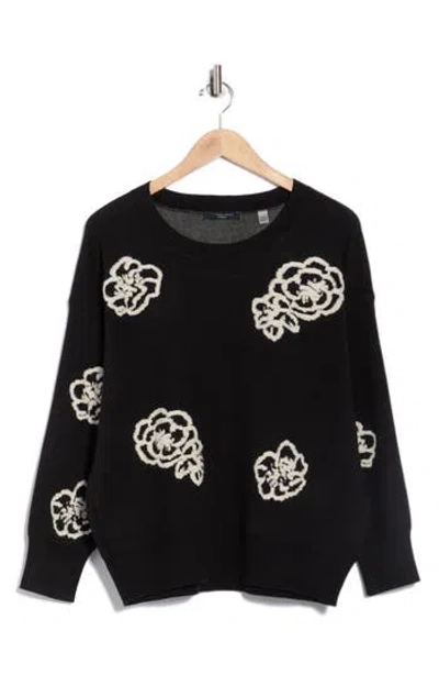 T Tahari Floral Crewneck Sweater In Multi