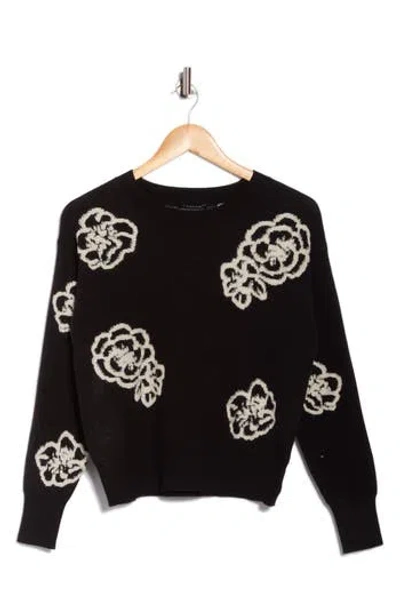 T Tahari Floral Crop Sweater In Multi