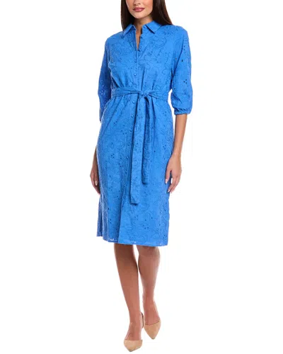 T Tahari Floral Embroidered Dress In Blue