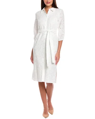 T Tahari Floral Embroidered Dress In White