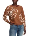 T Tahari Floral Embroidered Sweater In Brown