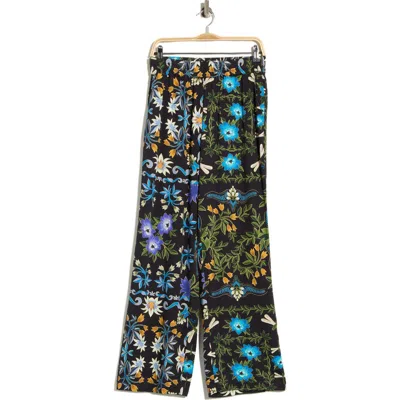 T Tahari Floral Leaf Wide Leg Pants In Multi