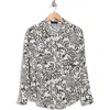 T Tahari Floral Long Sleeve Button-up Shirt In Ivory/floral Outline
