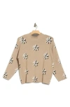 T Tahari Floral Mock Neck Sweater In Neutral