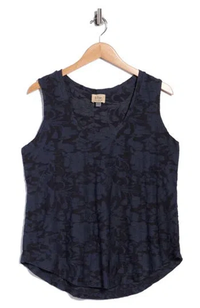 T Tahari Floral Scoop Neck Tank Top In Dark Teal