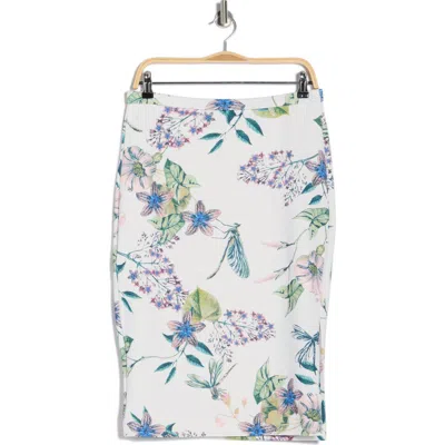T Tahari Floral Scuba Pencil Skirt In Multi
