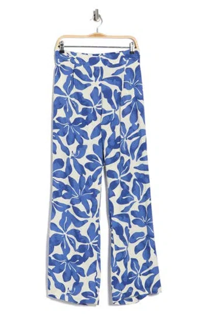 T Tahari Floral Wide Leg Pants In Blue