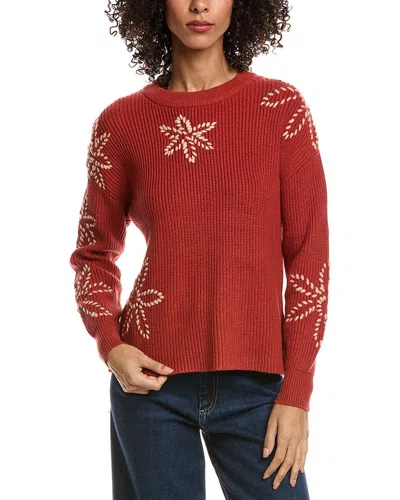 T Tahari Flower Embroidery Sweater In Red