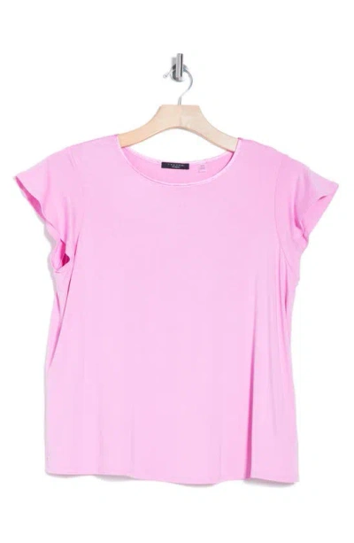 T Tahari Flutter Cap Sleeve T-shirt In Hot Pink