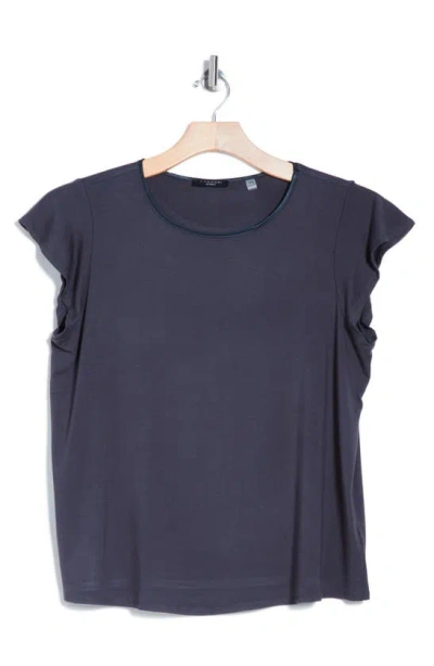 T Tahari Flutter Cap Sleeve T-shirt In Slate Grey